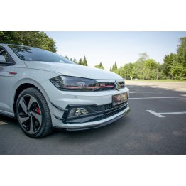 Накладка сплиттер на передний бампер Вариант 4 на Volkswagen Polo VI GTI